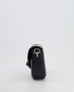 Gucci Beige and Navy GG Horsebit Small Shoulder Bag with Silver Hardware and Canvas Strap RRP £2,400