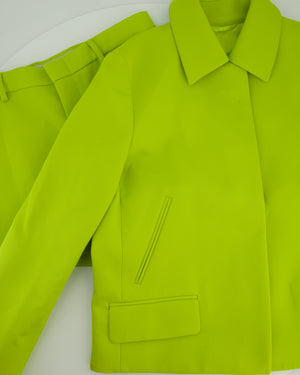 Gucci Lime Green Wool Shorts & Jacket Set With Silver Logo Detail Size IT 38/40 (UK 6/8)