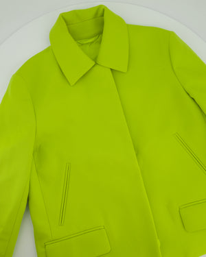 Gucci Lime Green Wool Shorts & Jacket Set With Silver Logo Detail Size IT 38/40 (UK 6/8)