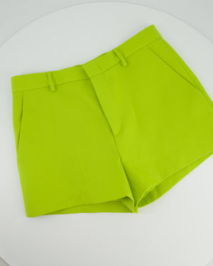 Gucci Lime Green Wool Shorts & Jacket Set With Silver Logo Detail Size IT 38/40 (UK 6/8)