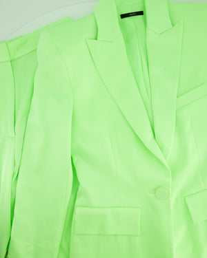 Alex Perry Neon Green Blazer and Tailored Wide Leg Trousers Set Size UK 8