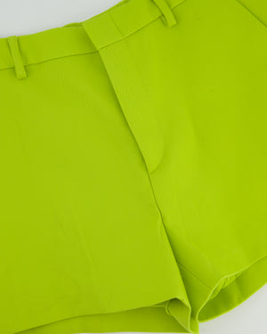 Gucci Lime Green Wool Shorts & Jacket Set With Silver Logo Detail Size IT 38/40 (UK 6/8)