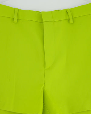 Gucci Lime Green Wool Shorts & Jacket Set With Silver Logo Detail Size IT 38/40 (UK 6/8)