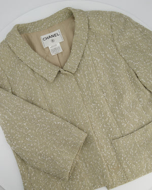 Chanel 99P Cream with Silver Thread Tweed Jacket Size FR 42 (UK 14)