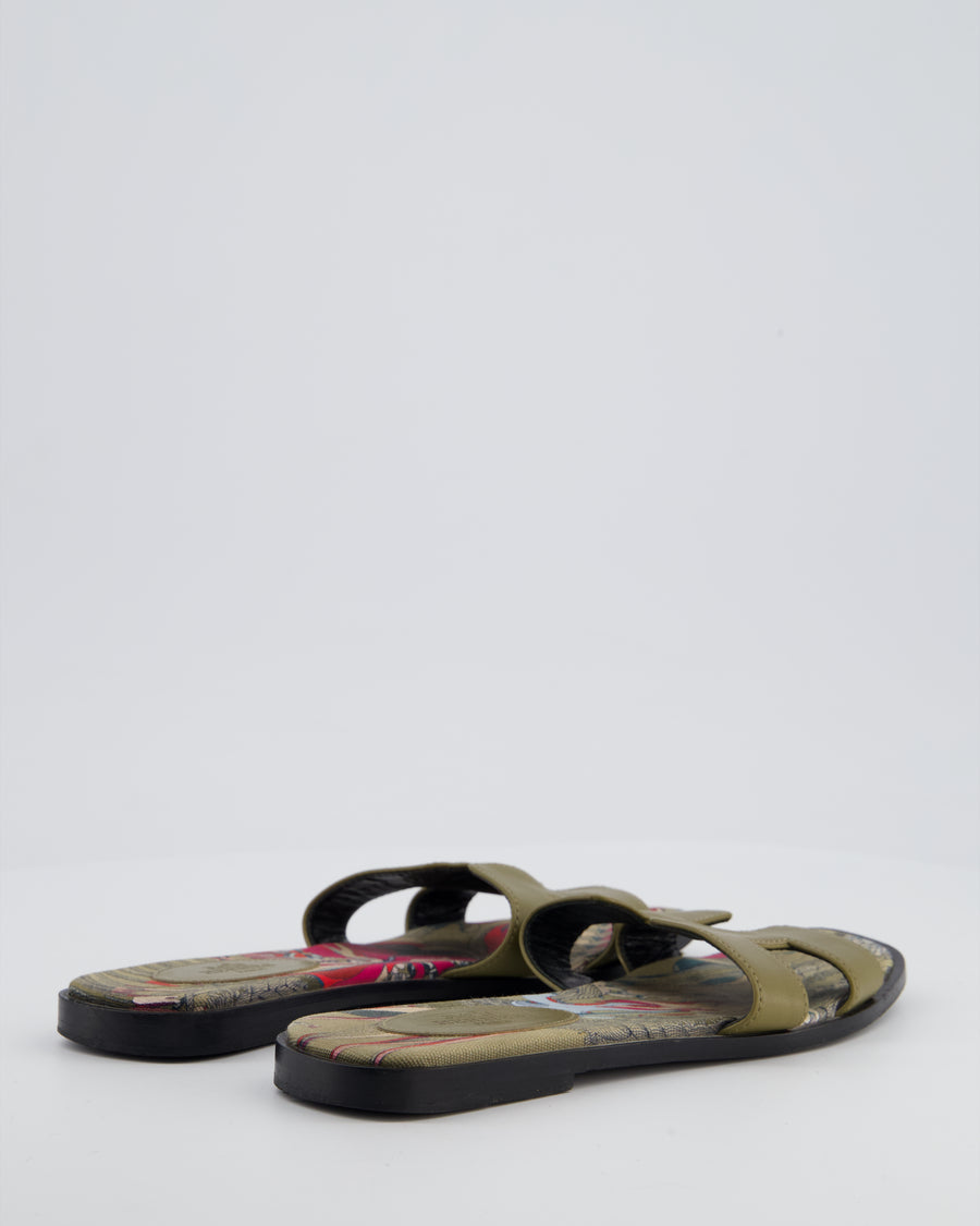 Hermes Vert Veronese Oran "Fantaise Botanique" Sandal Size EU 35.5