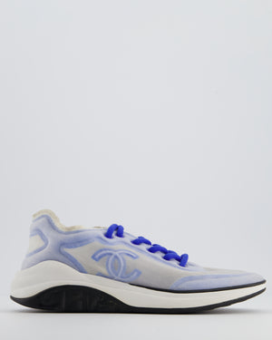 Chanel Blue and White Mesh CC Trainers Size EU 39.5