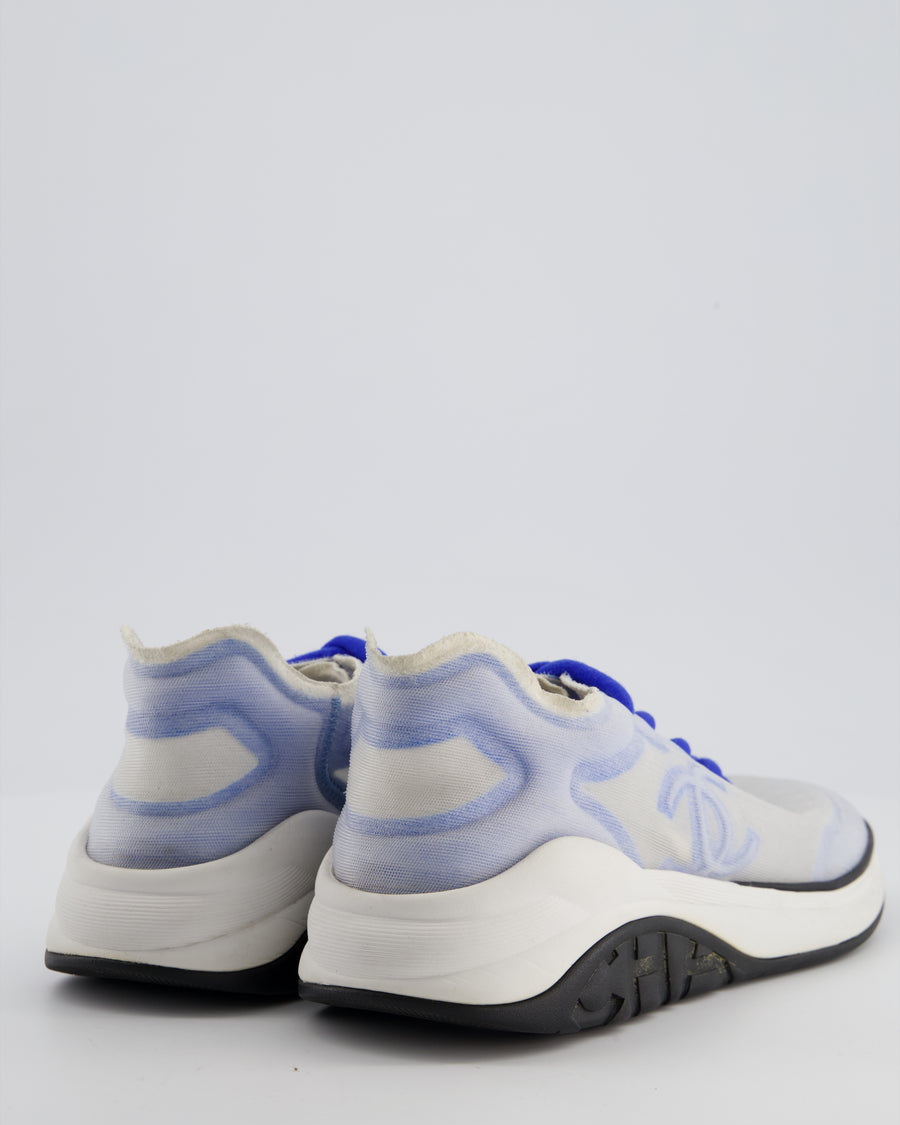 Chanel Blue and White Mesh CC Trainers Size EU 39.5