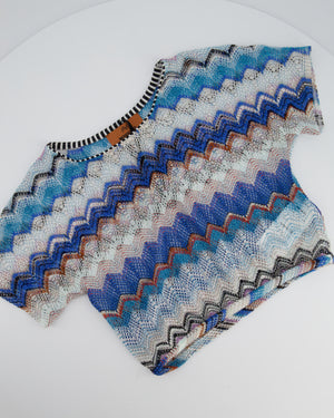 Missoni Blue & White Zig Zag Open-Knit Crop Top Size IT 38 (UK 6)