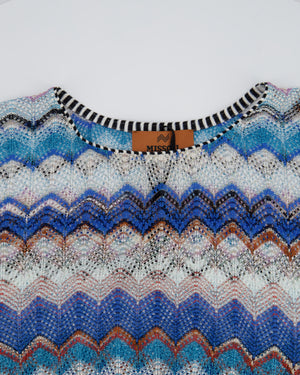 Missoni Blue & White Zig Zag Open-Knit Crop Top Size IT 38 (UK 6)