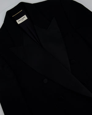 Saint Laurent Black Blazer with Satin Lapel and Cuff Buttons FR 40 (UK 12)