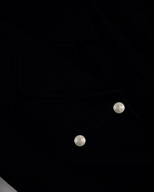 Alexander McQueen Black Flared Wool Coat With Silver Buttons And Oversized Lapels Size IT 40 (UK 8)