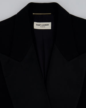 Saint Laurent Black Blazer with Satin Lapel and Cuff Buttons FR 40 (UK 12)