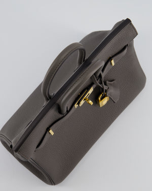 Hermès Birkin 25 Retourne Bag in Gris Etain Togo Leather with Gold Hardware