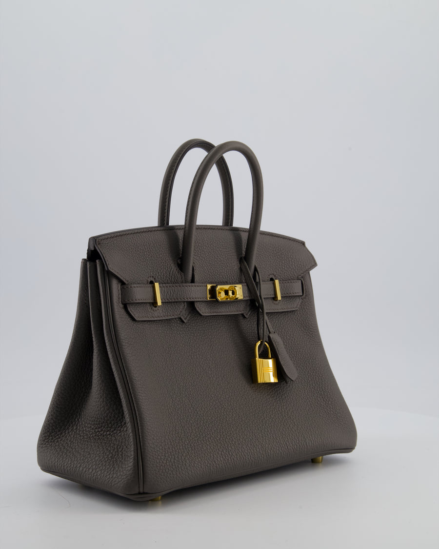 Hermès Birkin 25 Retourne Bag in Gris Etain Togo Leather with Gold Hardware
