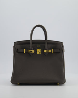 Hermès Birkin 25 Retourne Bag in Gris Etain Togo Leather with Gold Hardware