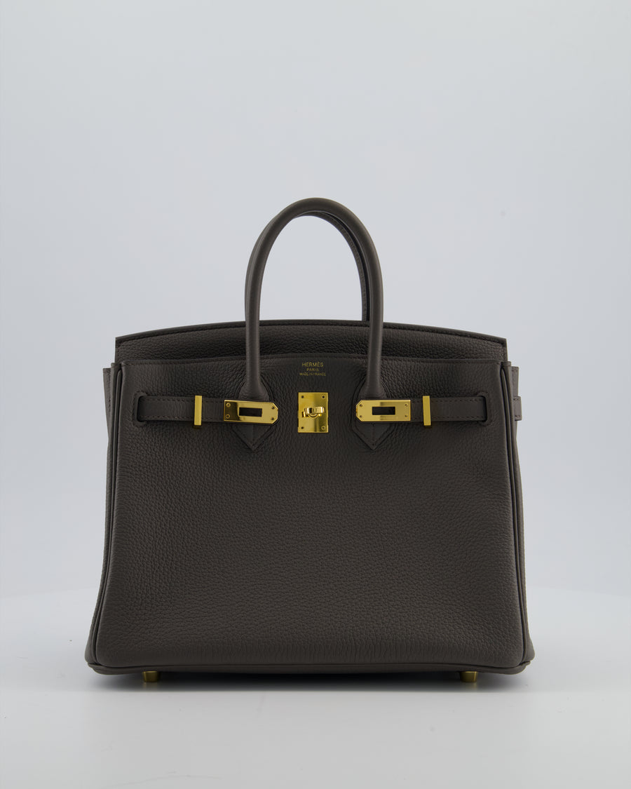 Hermès Birkin 25 Retourne Bag in Gris Etain Togo Leather with Gold Hardware