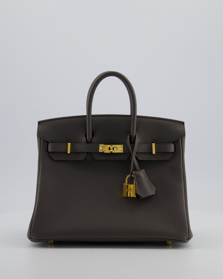 Hermès Birkin 25 Retourne Bag in Gris Etain Togo Leather with Gold Hardware