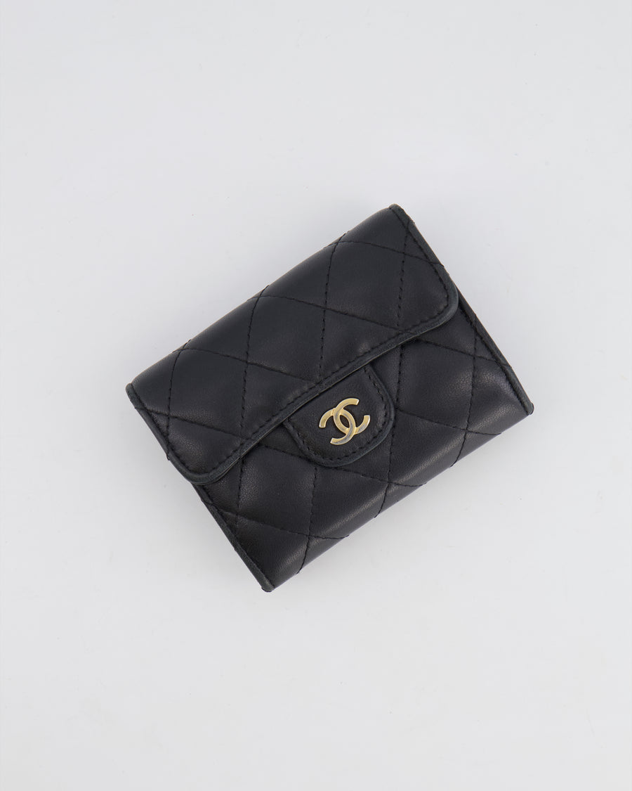 Chanel Black Coin Holder in Lambskin Leather with Champagne Gold CC Logo