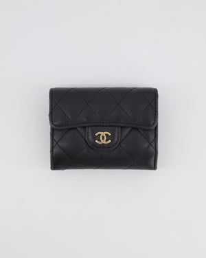 Chanel Black Coin Holder in Lambskin Leather with Champagne Gold CC Logo