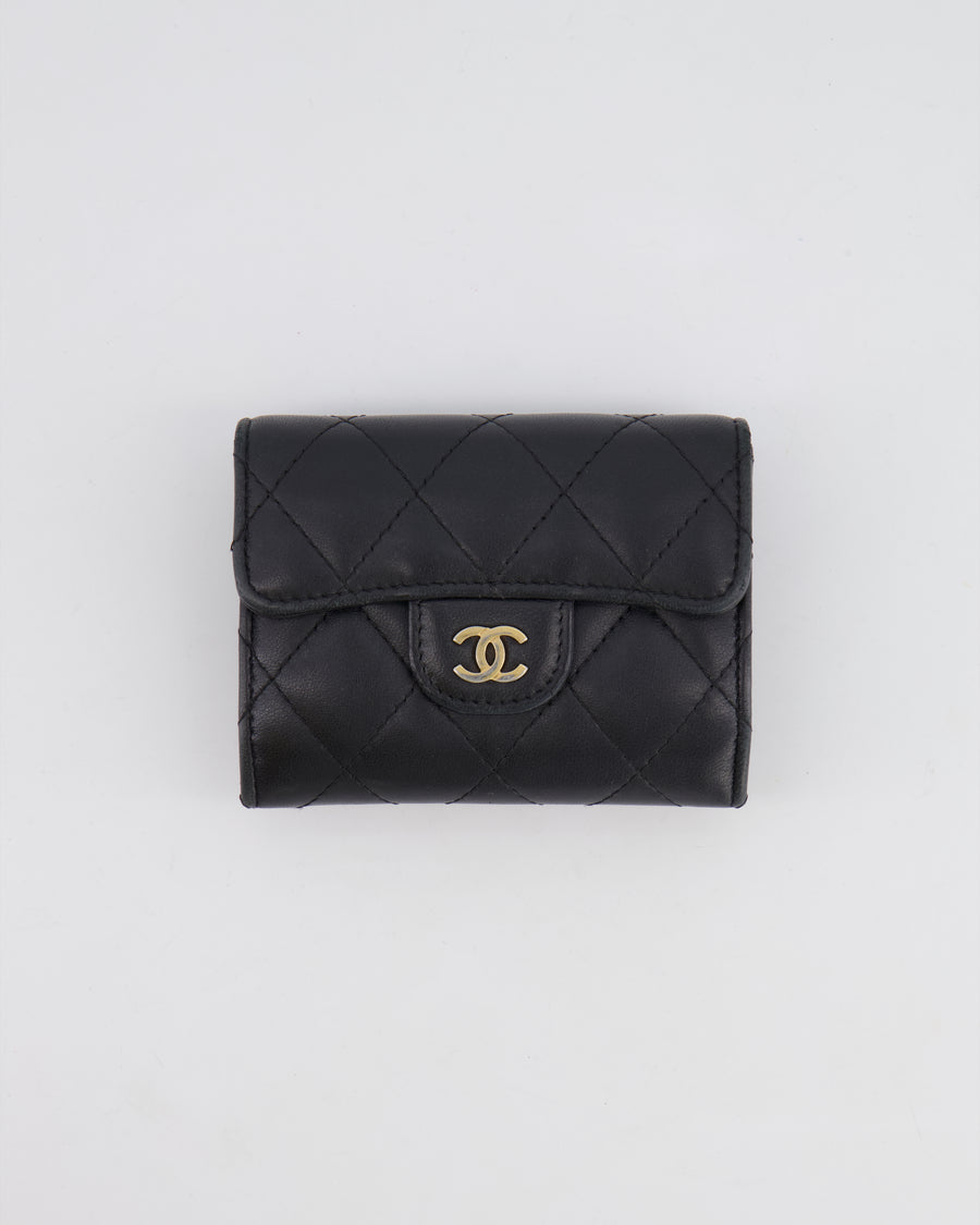 Chanel Black Coin Holder in Lambskin Leather with Champagne Gold CC Logo