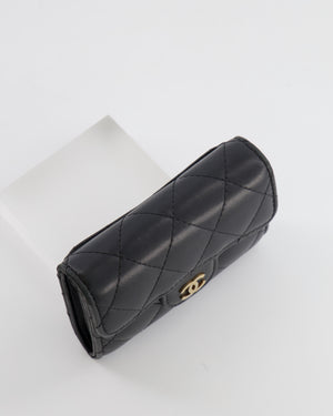 Chanel Black Coin Holder in Lambskin Leather with Champagne Gold CC Logo