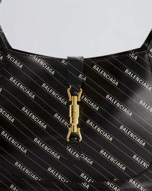 Gucci x Balenciaga Black and White Logo Jackie Large Bag with Gold Hardware RRP £3,090