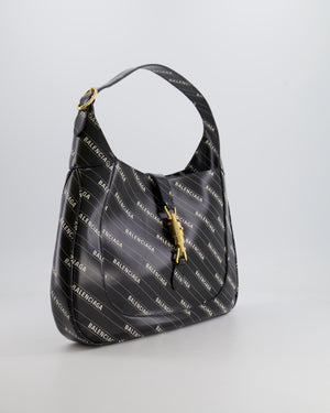 Gucci x Balenciaga Black and White Logo Jackie Large Bag with Gold Hardware RRP £3,090