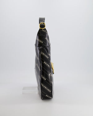 Gucci x Balenciaga Black and White Logo Jackie Large Bag with Gold Hardware RRP £3,090