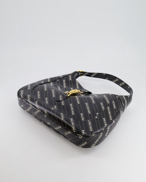 Gucci x Balenciaga Black and White Logo Jackie Large Bag with Gold Hardware RRP £3,090