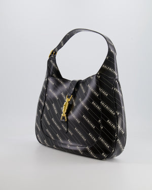 Gucci x Balenciaga Black and White Logo Jackie Large Bag with Gold Hardware RRP £3,090