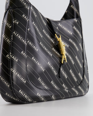 Gucci x Balenciaga Black and White Logo Jackie Large Bag with Gold Hardware RRP £3,090