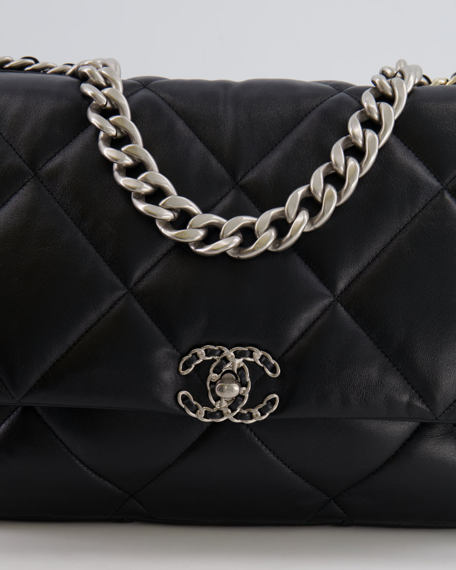 Chanel Black Maxi 19 Bag in Quilted Goatskin Leather with Mixed Hardware