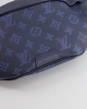 Louis Vuitton Blue Leather Monogram Shadow Discovery Bum Bag with Black Hardware RRP £1,730