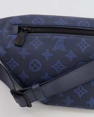 Louis Vuitton Blue Leather Monogram Shadow Discovery Bum Bag with Black Hardware RRP £1,730