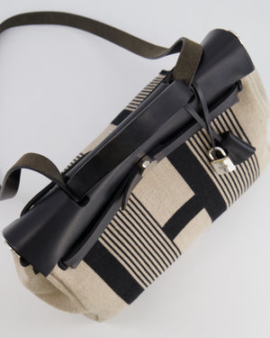 Hermès Herbag 31 Bag in Black Vache Hunter and Ecru Toile de Camp H Vibration with Palladium Hardware