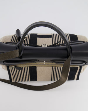 Hermès Herbag 31 Bag in Black Vache Hunter and Ecru Toile de Camp H Vibration with Palladium Hardware