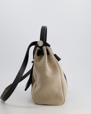 Hermès Herbag 31 Bag in Black Vache Hunter and Ecru Toile de Camp H Vibration with Palladium Hardware