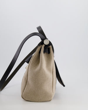 Hermès Herbag 31 Bag in Black Vache Hunter and Ecru Toile de Camp H Vibration with Palladium Hardware