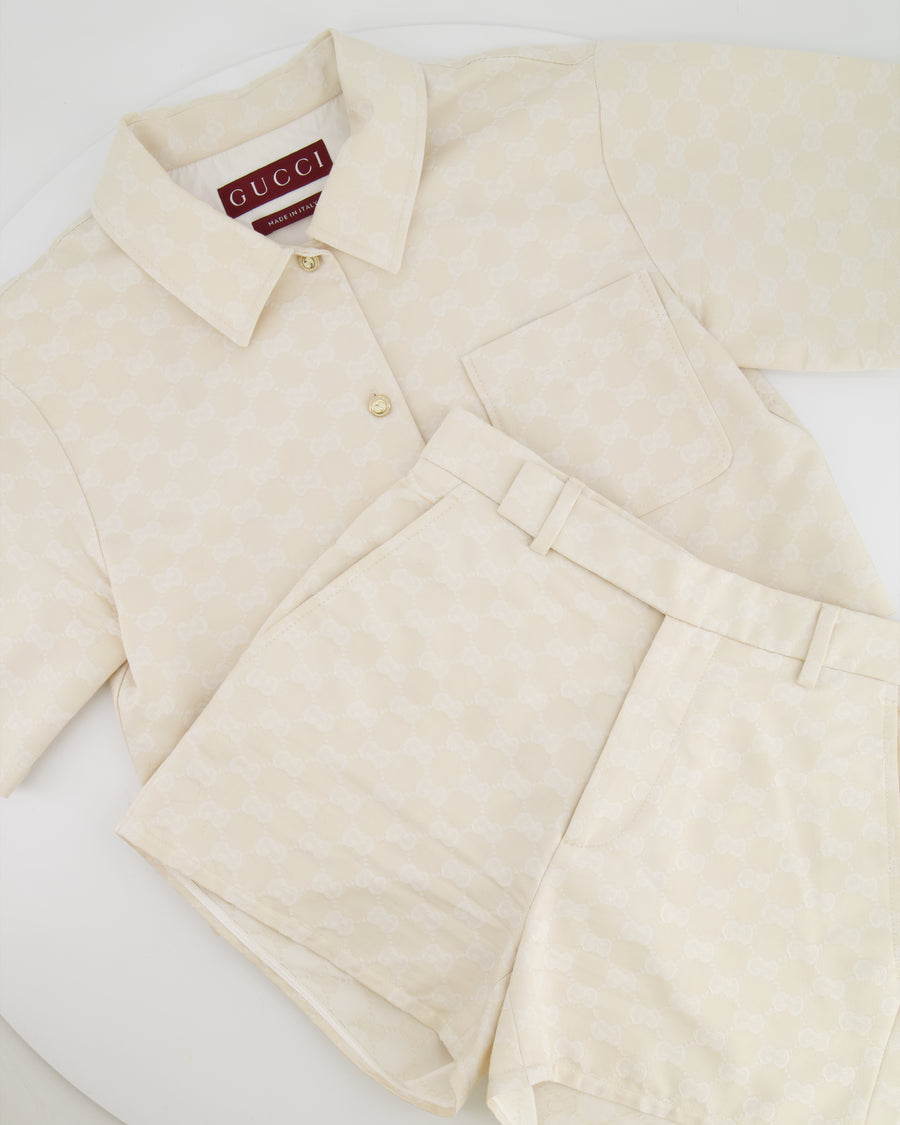Gucci Cream Gabardine GG Logo Top and Short Set Size IT 36 (UK 4) RRP £1,660