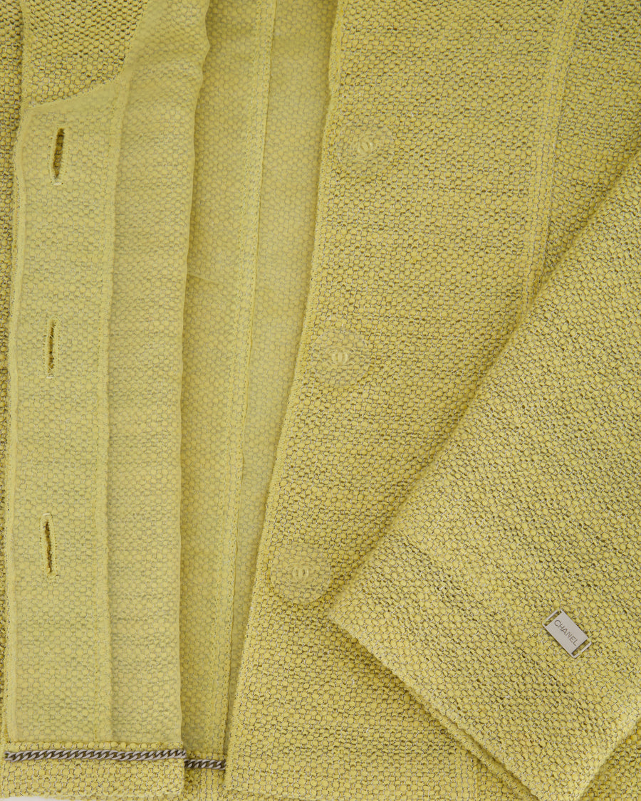 Chanel Yellow Blazer Jacket With Transparent CC Logo Buttons FR 40 (UK 12)