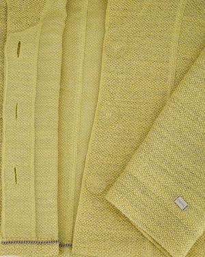 Chanel Cruise 1999 Yellow Blazer Jacket With Transparent CC Logo Buttons FR 40 (UK 12)