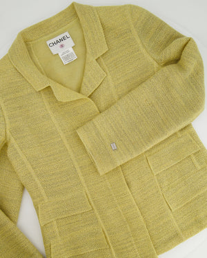 Chanel Cruise 1999 Yellow Blazer Jacket With Transparent CC Logo Buttons FR 40 (UK 12)