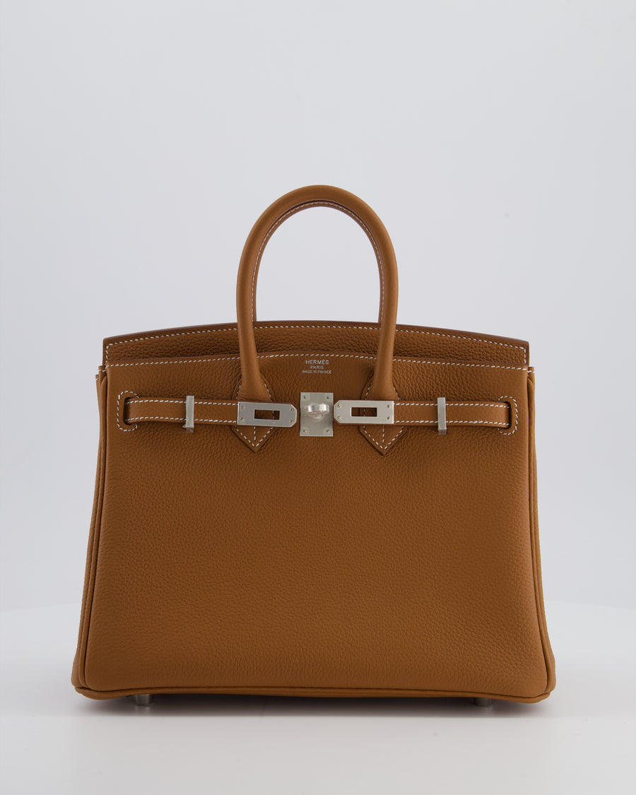 *RARE* Hermès Birkin 25 Retourne Bag in Gold Togo Leather with Brushed Palladium Hardware