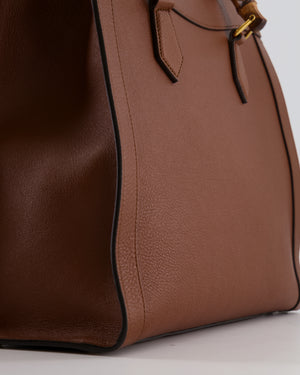 Gucci Brown Diana Large Tote Leather Bag with Shiny Antique Gold Hardware & Bamboo Handle RRP £3,790