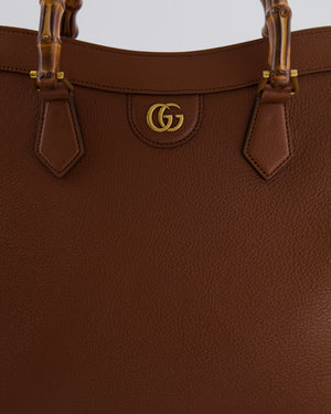 Gucci Brown Diana Large Tote Leather Bag with Shiny Antique Gold Hardware & Bamboo Handle RRP £3,790