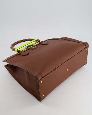 Gucci Brown Diana Large Tote Leather Bag with Shiny Antique Gold Hardware & Bamboo Handle RRP £3,790