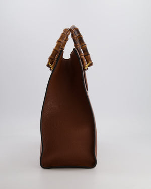 Gucci Brown Diana Large Tote Leather Bag with Shiny Antique Gold Hardware & Bamboo Handle RRP £3,790