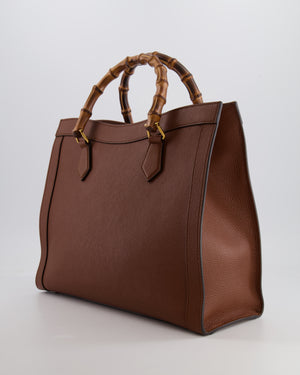 Gucci Brown Diana Large Tote Leather Bag with Shiny Antique Gold Hardware & Bamboo Handle RRP £3,790