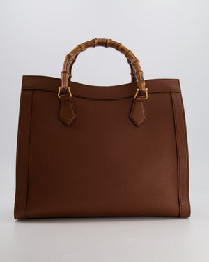 Gucci Brown Diana Large Tote Leather Bag with Shiny Antique Gold Hardware & Bamboo Handle RRP £3,790