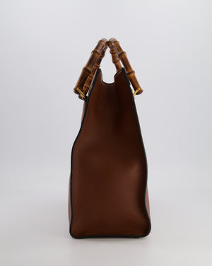 Gucci Brown Diana Large Tote Leather Bag with Shiny Antique Gold Hardware & Bamboo Handle RRP £3,790
